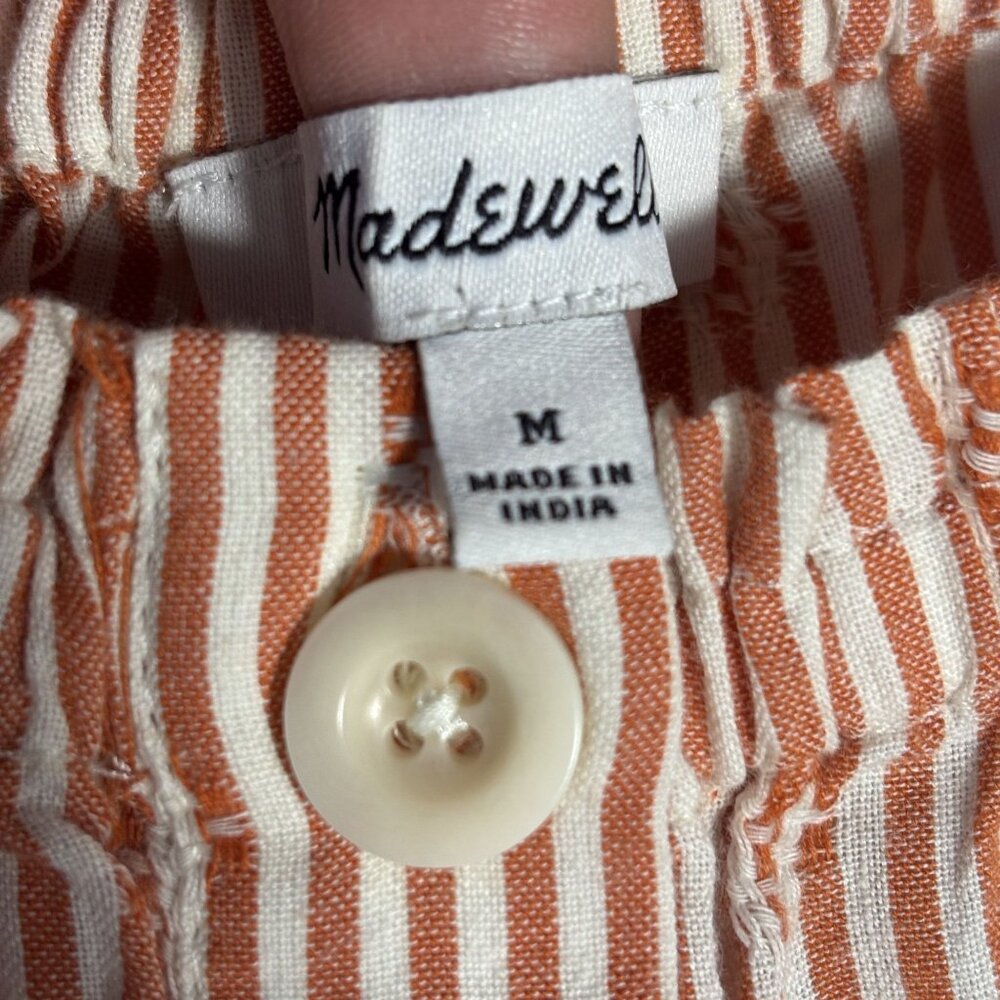 Madewell Striped Cotton Button-Up Puff Sleeve Blouse With Square Neckline - Picture 8 of 10